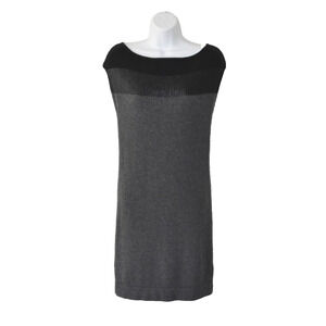 B0 Auth THEORY Gray & Black Sequin Embellished Cashmere Knit Sweater Dress Sz S